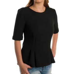 Ann Taylor Black Peplum Top Medium Elegant Blouse